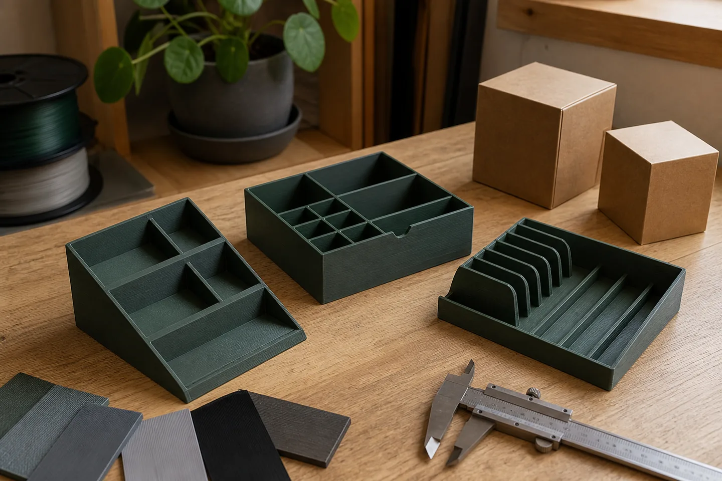 Modulare 3D-Druckteile mit Volumenmodellen und Materialmustern
