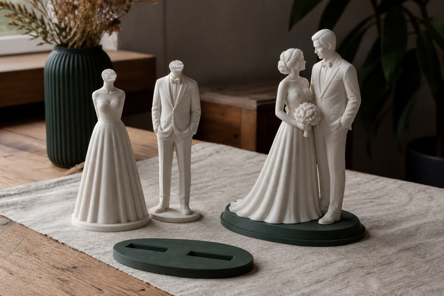 Hochzeitsfigur mit gedruckten Posestudien und Sockelprobe