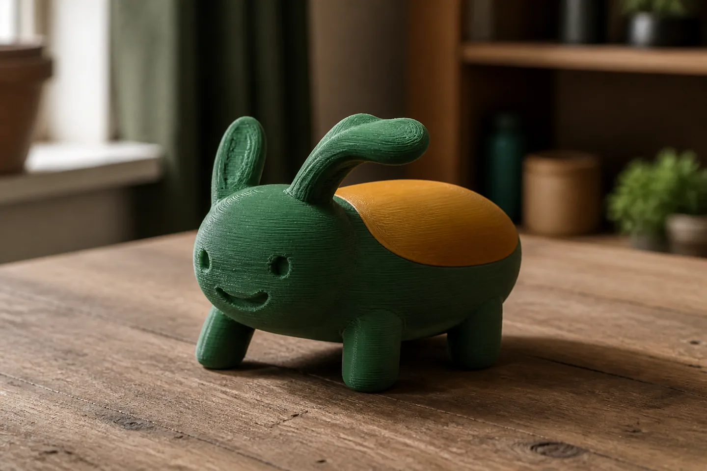 Detail einer verspielten 3D-Figur mit sichtbaren Filamentschichten