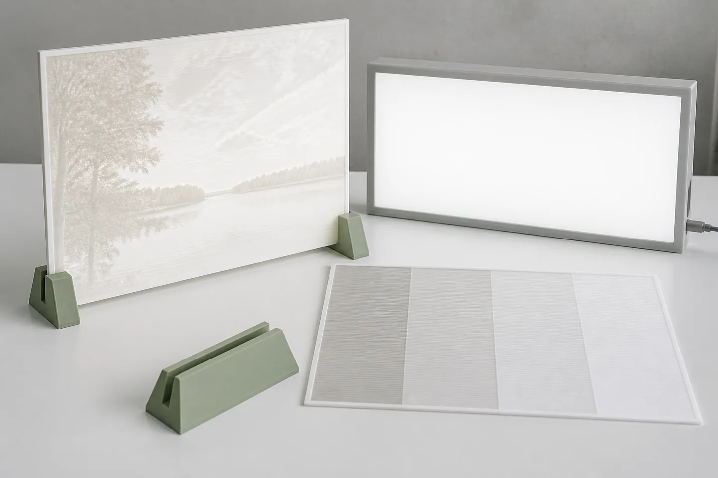 Lithophane-Aufsteller mit getrennten, 3D-druckbaren Standteilen
