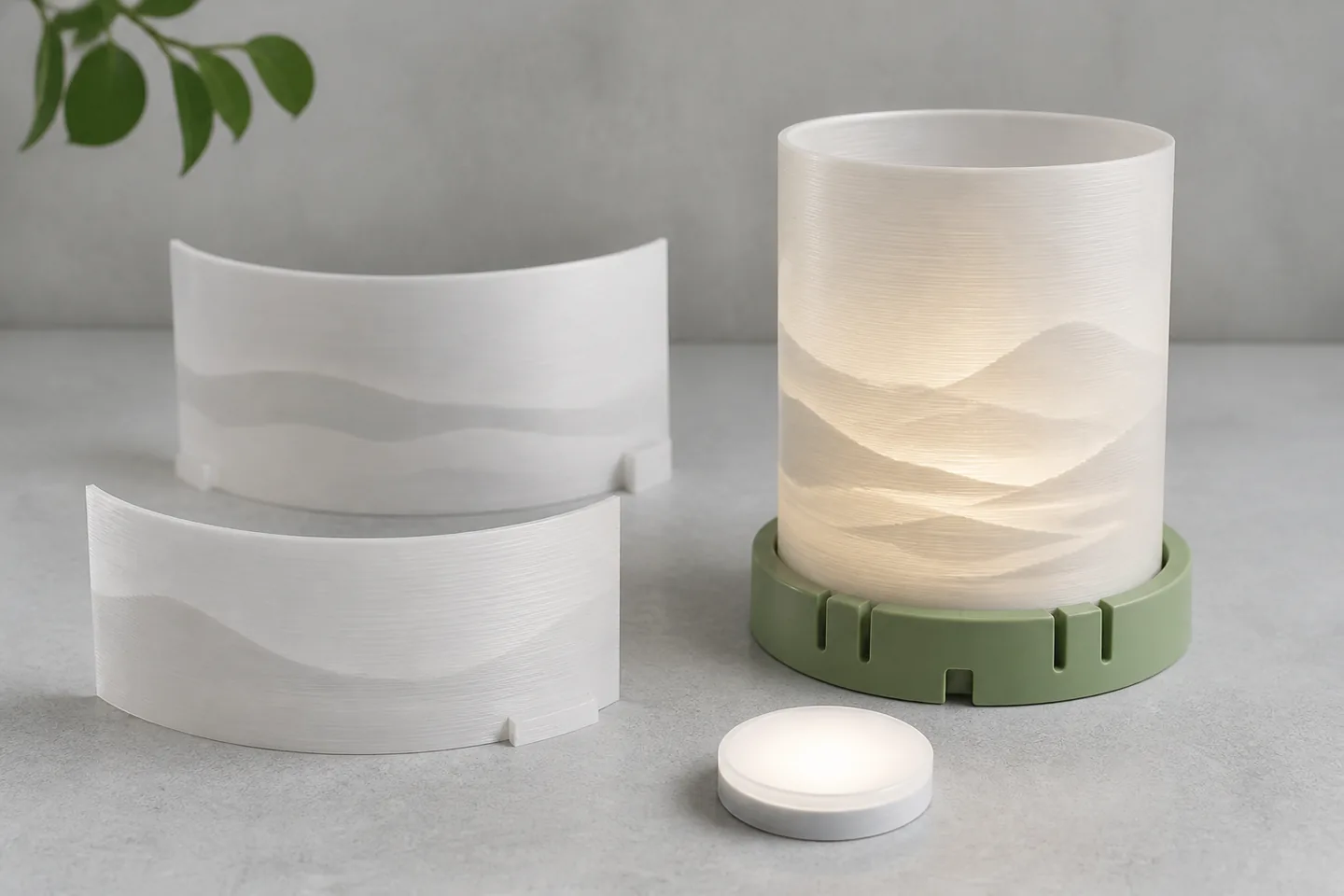 Lithophane-Lampe mit separaten Testpaneelen und LED-Einsatz