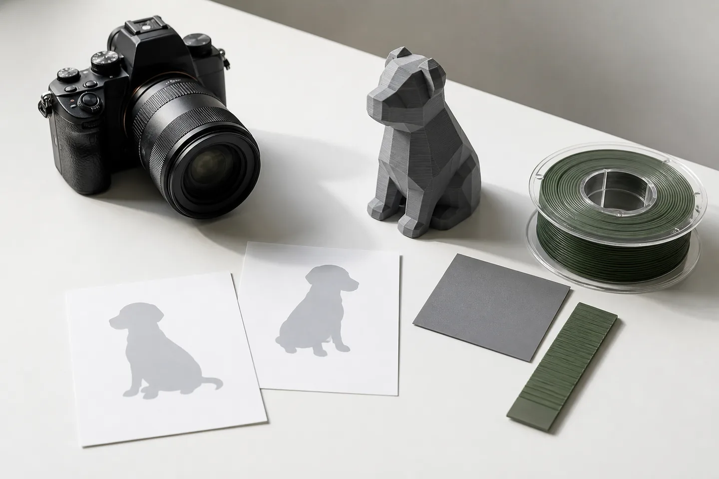 Fotoausrüstung und 3D-Druckmuster für persönliche Geschenke
